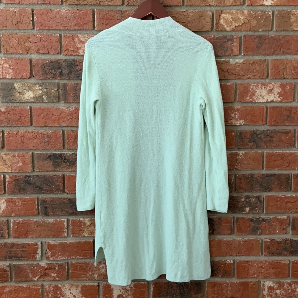Eileen Fisher Mist Green Organic Linen Crepe Stretch Cardigan - Picture 6 of 8